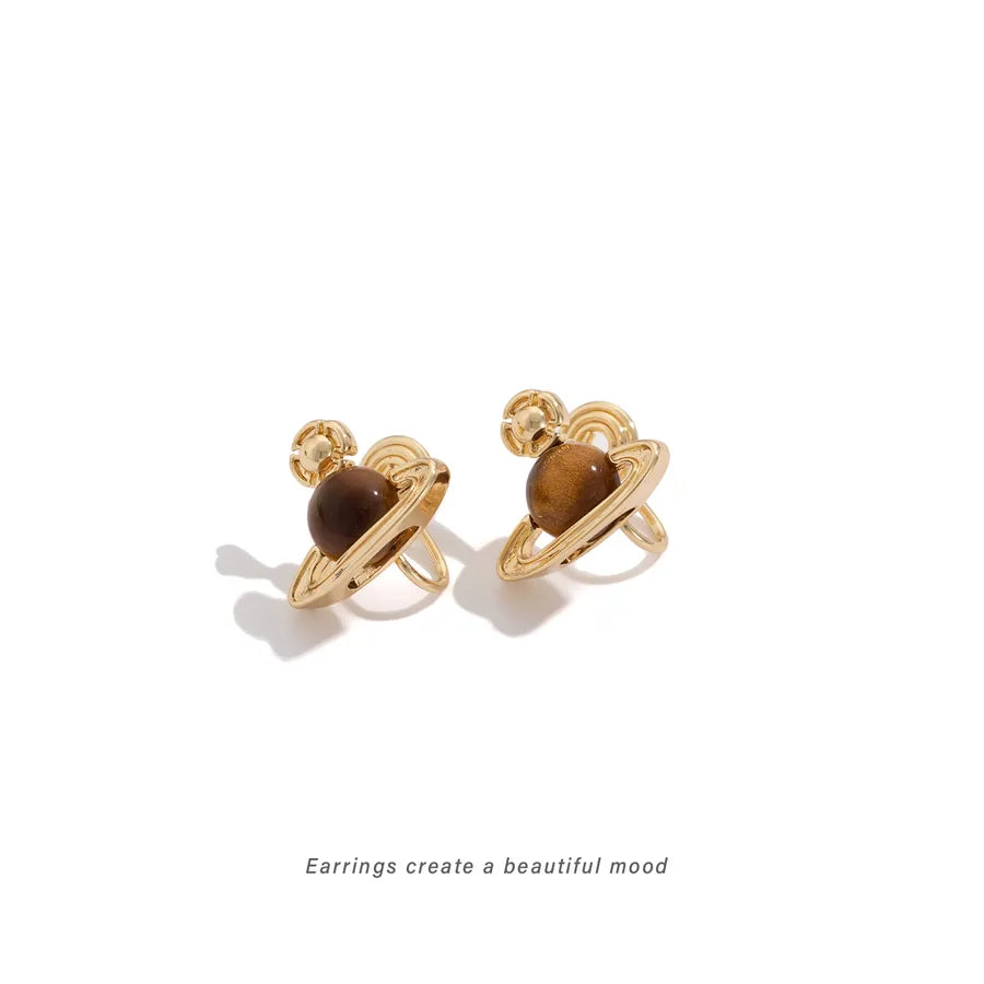 Discover the Elegance of Saturn Cat's Eye Stone Earrings