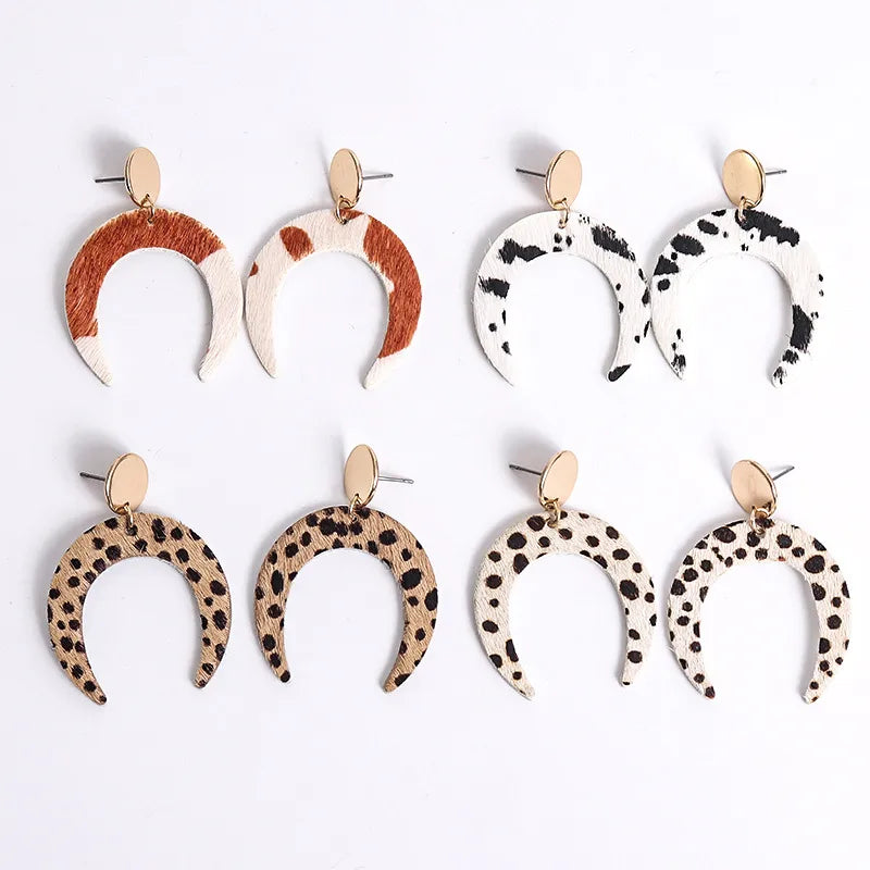 Elevate Your Style with Fashionable Metal Leopard Print Horse Hair Earrings