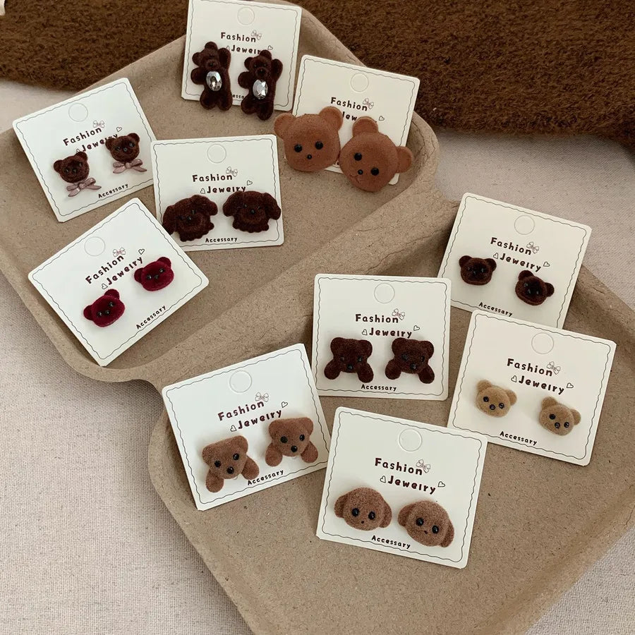 Discover the Charm of Our New Fashion Plush Bear Head Earrings