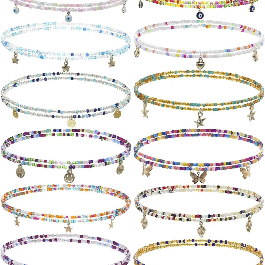 Elevate Your Style with the Bohemian Devil's Eye Heart Shape Butterfly Glass Beaded Women's Waist Chain