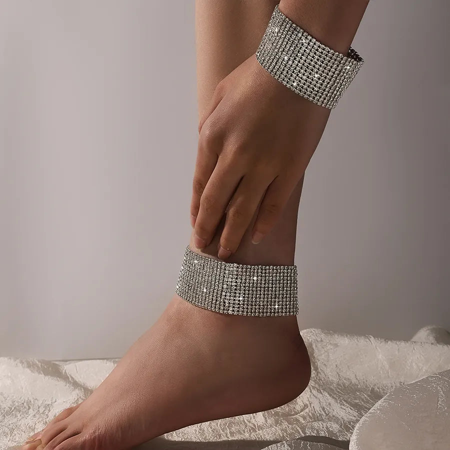 Elevate Your Style with the Fashionable Micro Paved Rhinestone Chain Footwear