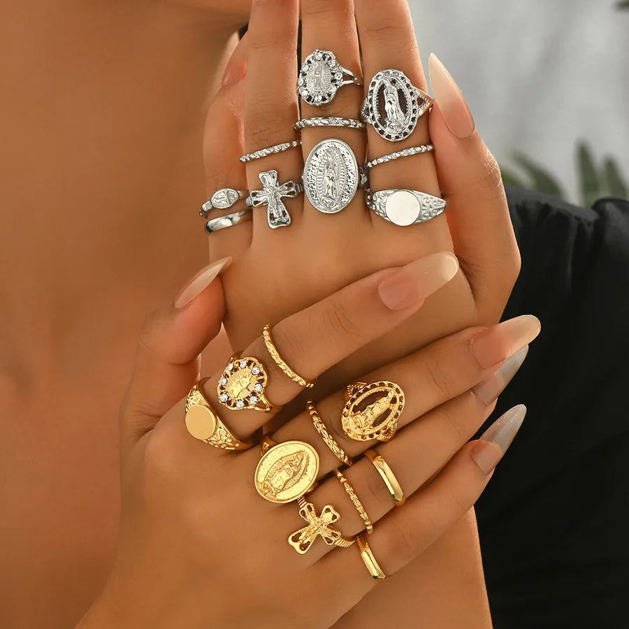 Discover Elegance with the Diamond Embedded Geometric Cross Design Ring Set