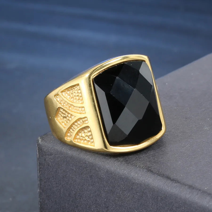 Discover the Elegance of the Stainless Steel Men's Ring with Gemstone