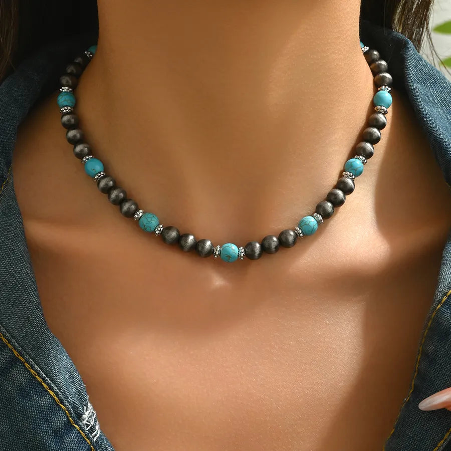 Elevate Your Style with the Turquoise Round Beads Handmade Necklace
