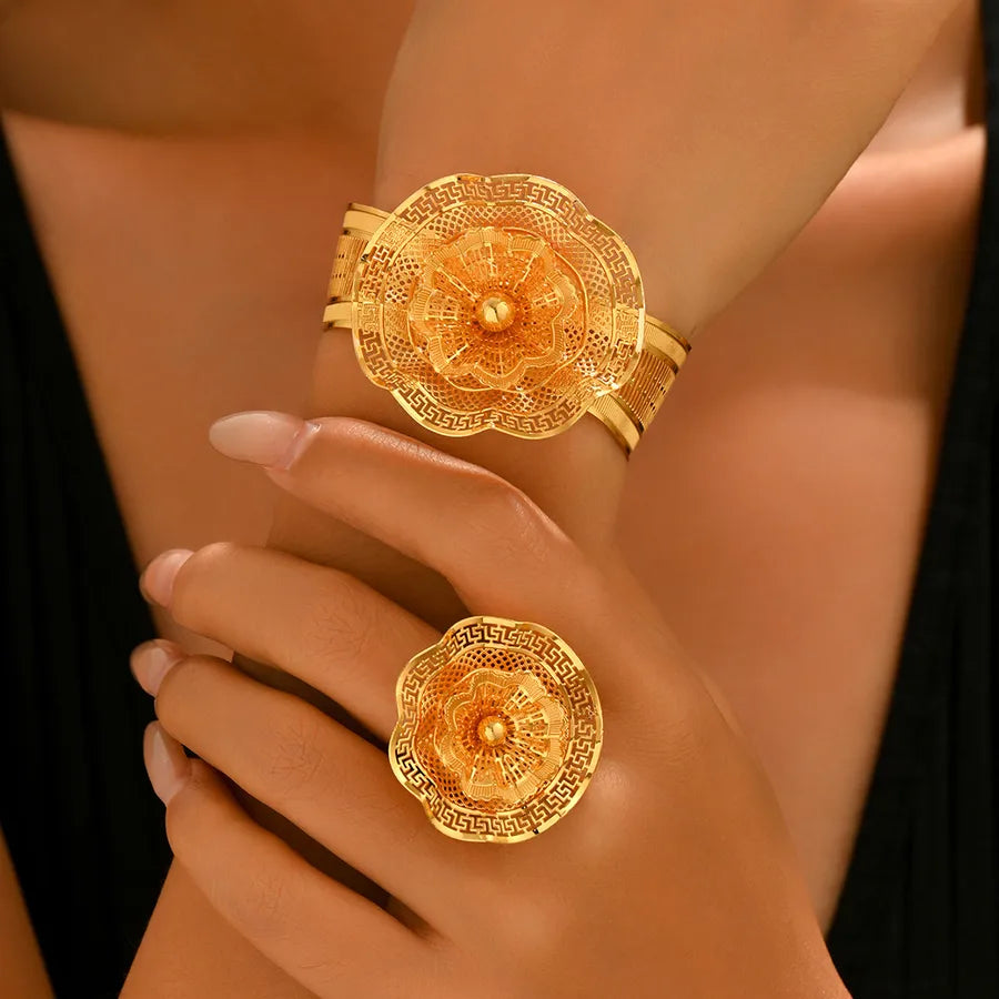 Elevate Your Elegance with Our Women's Luxury Wedding Flower Bracelet and Ring Set