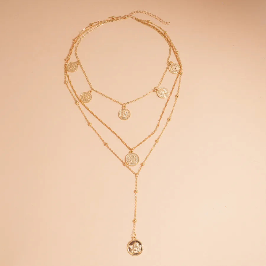 Elevate Your Style with the Three-Layer Vintage Portrait Round Pendant Necklace for Women