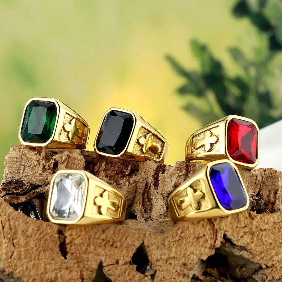 Discover the Elegance of the Titanium Steel Gemstone Ring