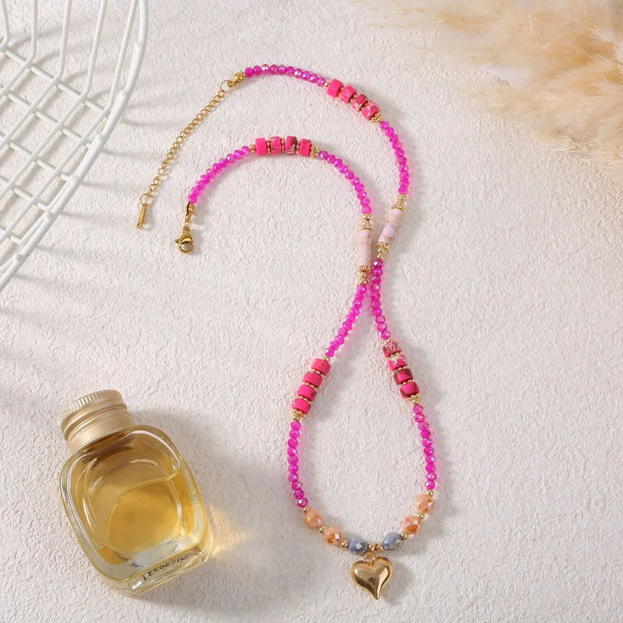 Discover the Colorful Heart-Shaped Crystal Bead Necklace: A Must-Have for Summer