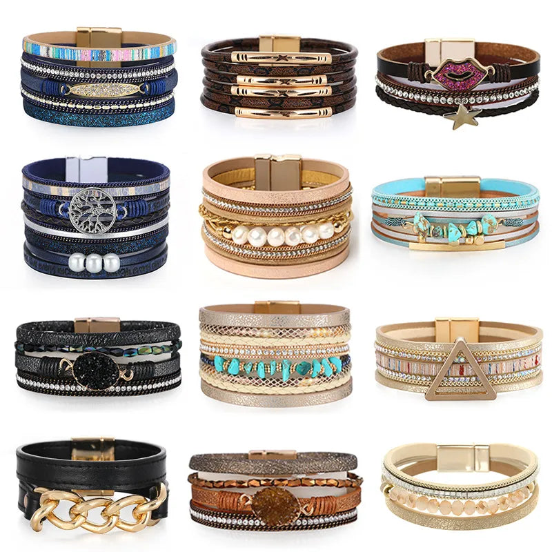 Discover the Elegance of the Multilayer PU Leather Bracelet