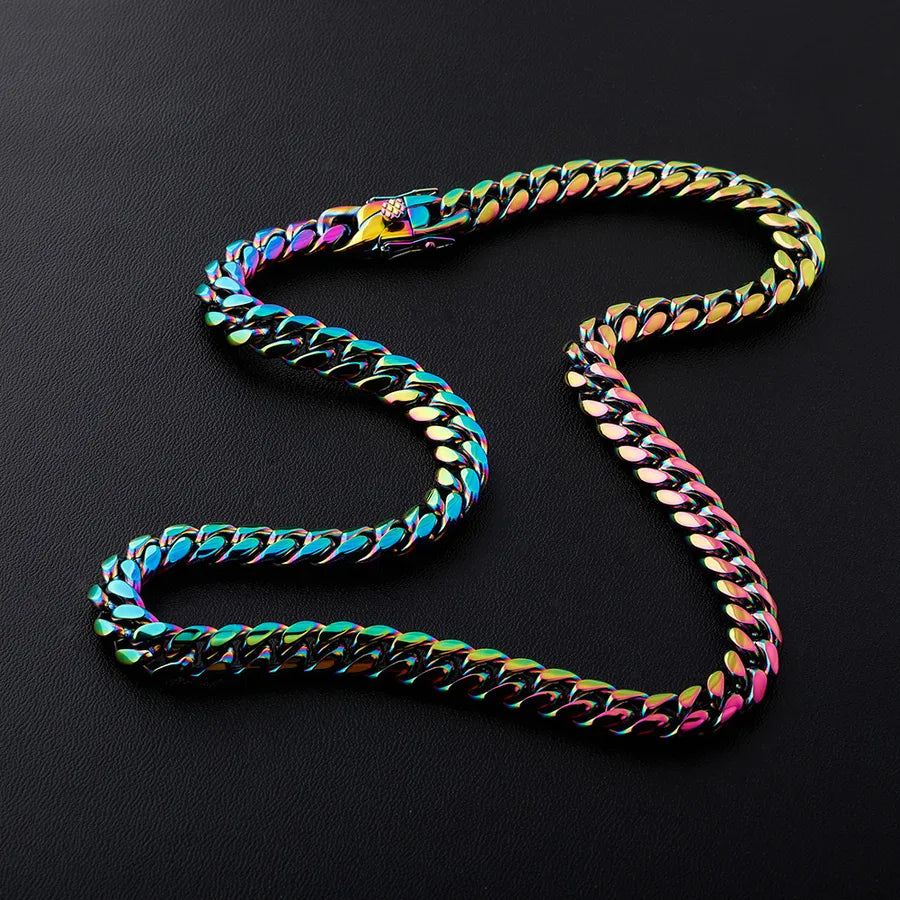 Elevate Your Style with the Trendy Heat-Treated Colored Cuban Link Necklace for Men