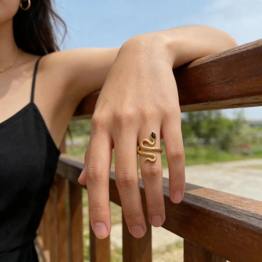Elevate Your Style with the Three-Dimensional Snake Ring for Women