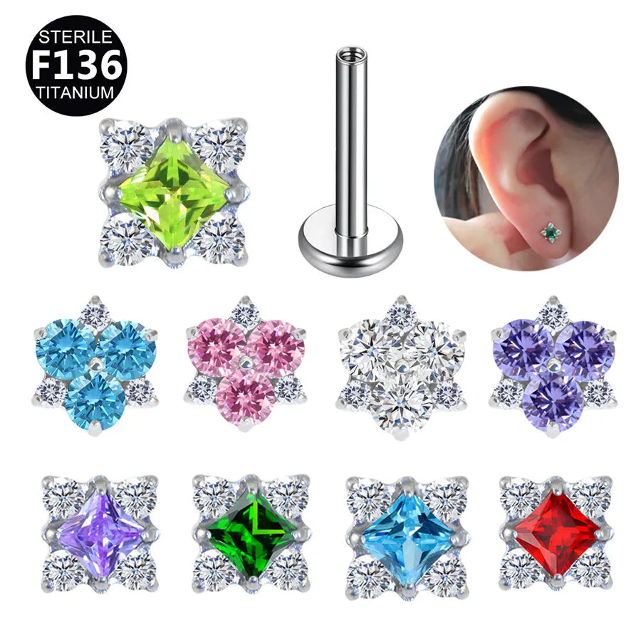 Elevate Your Style with the New F136 Titanium Alloy Square Star Ear Bone Lip Studs