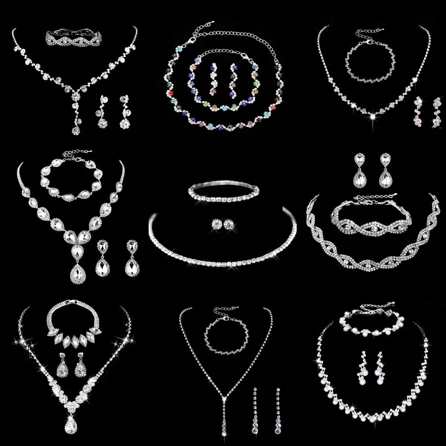 Discover the Elegance of the Simple Style Solid Color Rhinestone Inlay Zircon Jewelry Set