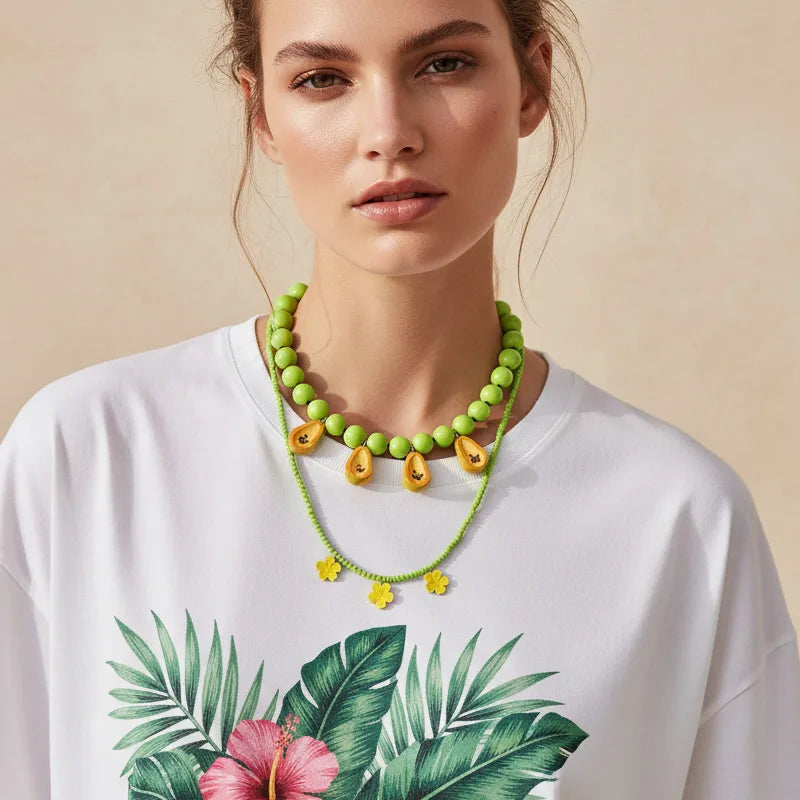 Elevate Your Style with Our Handmade Candy Beaded Fruit Pendant Necklace
