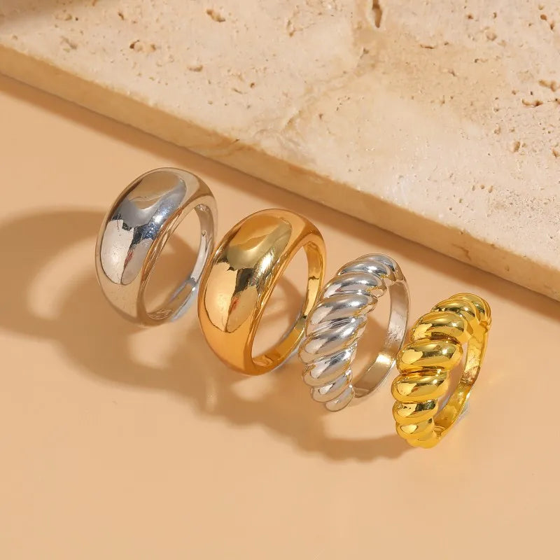 Discover the Elegance of Our Luxurious Classic Style Solid Color Copper 14k Gold Plated Rings in Bulk