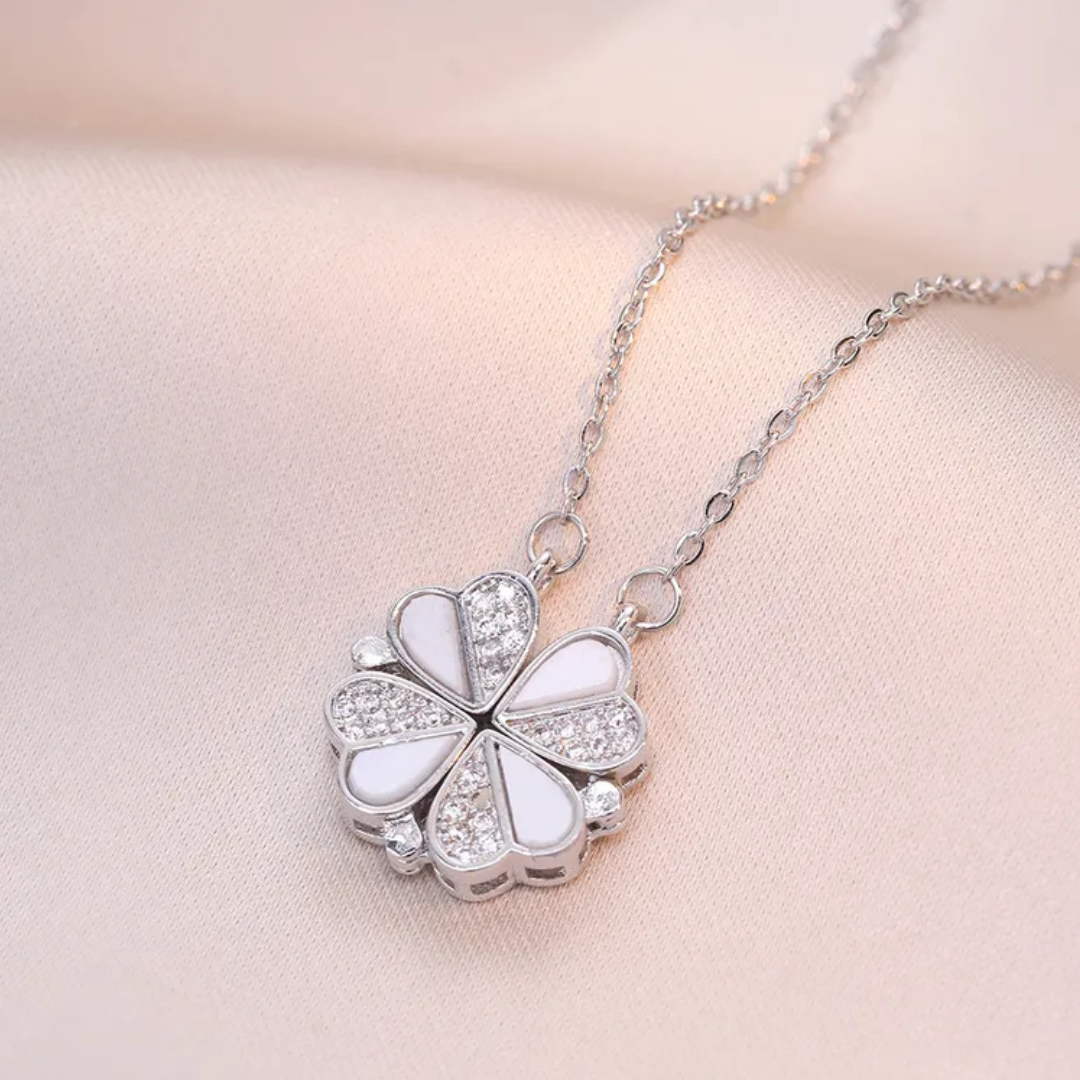 flavouredlove Multi Wearing Heart Necklace 4 Heart Magnetic Silver Necklace Pendant - FLA1063