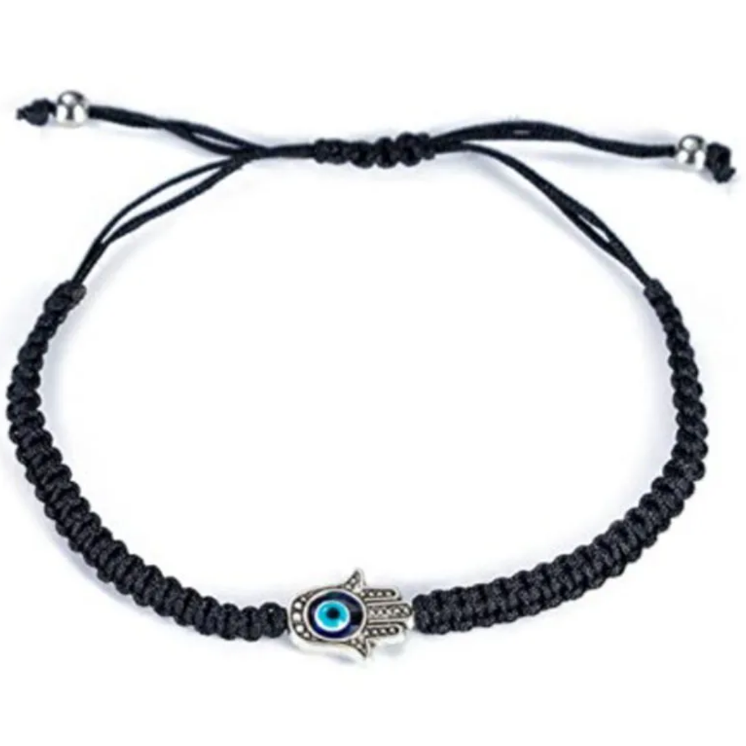 flavouredlove Fashion Devil's Eye Palm Rope Knitting Unisex adjustable Bracelets anklet, black - FLA1064