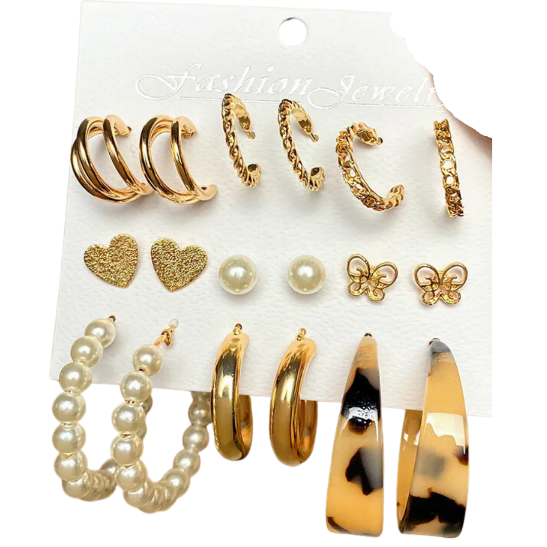 flavouredlove 9 pairs combo Celebrity Inspired Trendy Latest Stylish Earrings for Women and Girls - FLA1068