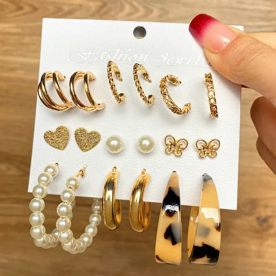 flavouredlove 9 pairs combo Celebrity Inspired Trendy Latest Stylish Earrings for Women and Girls - FLA1068