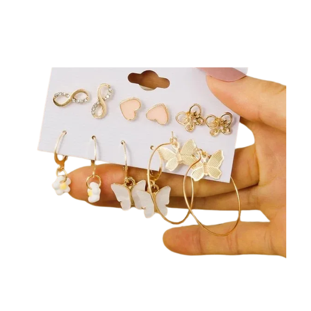 flavouredlove 6 pairs infinite love butterfly flower trendy earrings for women and girls FLA1070