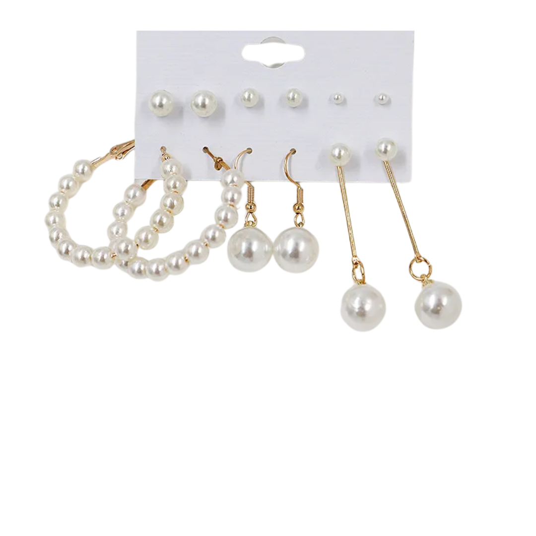 flavouredlove 6 pairs Imitation Pearl earings set for women and girls - FLA1071