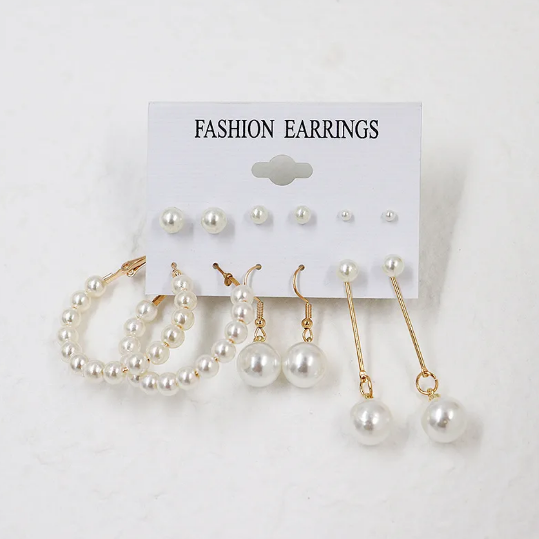 flavouredlove 6 pairs Imitation Pearl earings set for women and girls - FLA1071