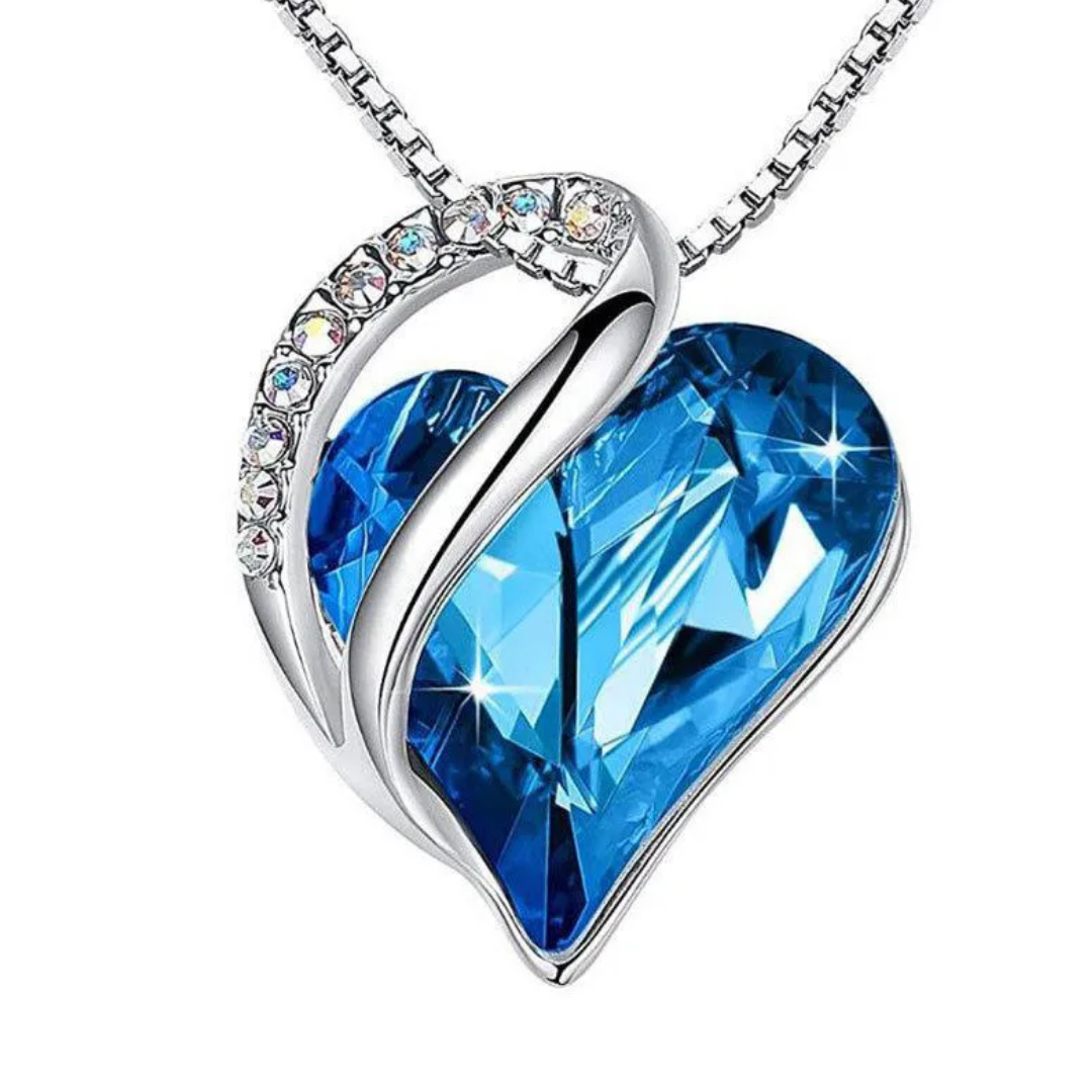 flavouredlove blue Alloy Crystal Rhinestone Heart Shape Pendant Necklace for women and men - FLA1075