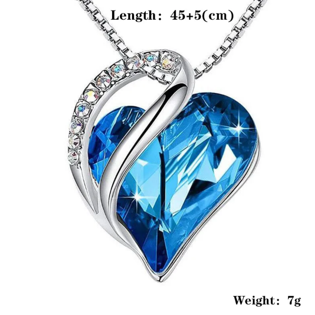 flavouredlove blue Alloy Crystal Rhinestone Heart Shape Pendant Necklace for women and men - FLA1075