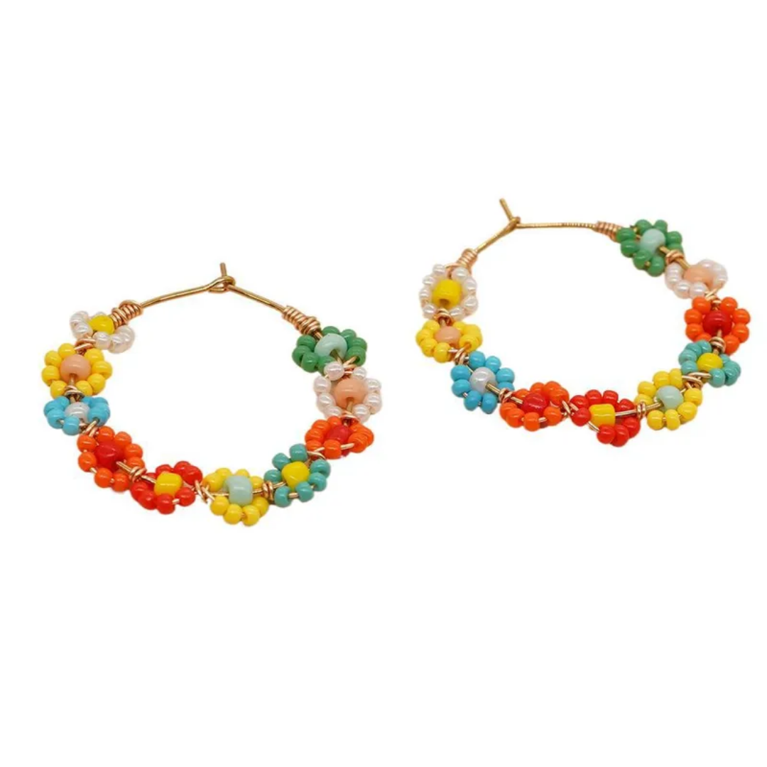 flavouredlove 1 Pair Vacation Simple Style Colorful Block Beaded Seed Bead Earrings - FLA1078