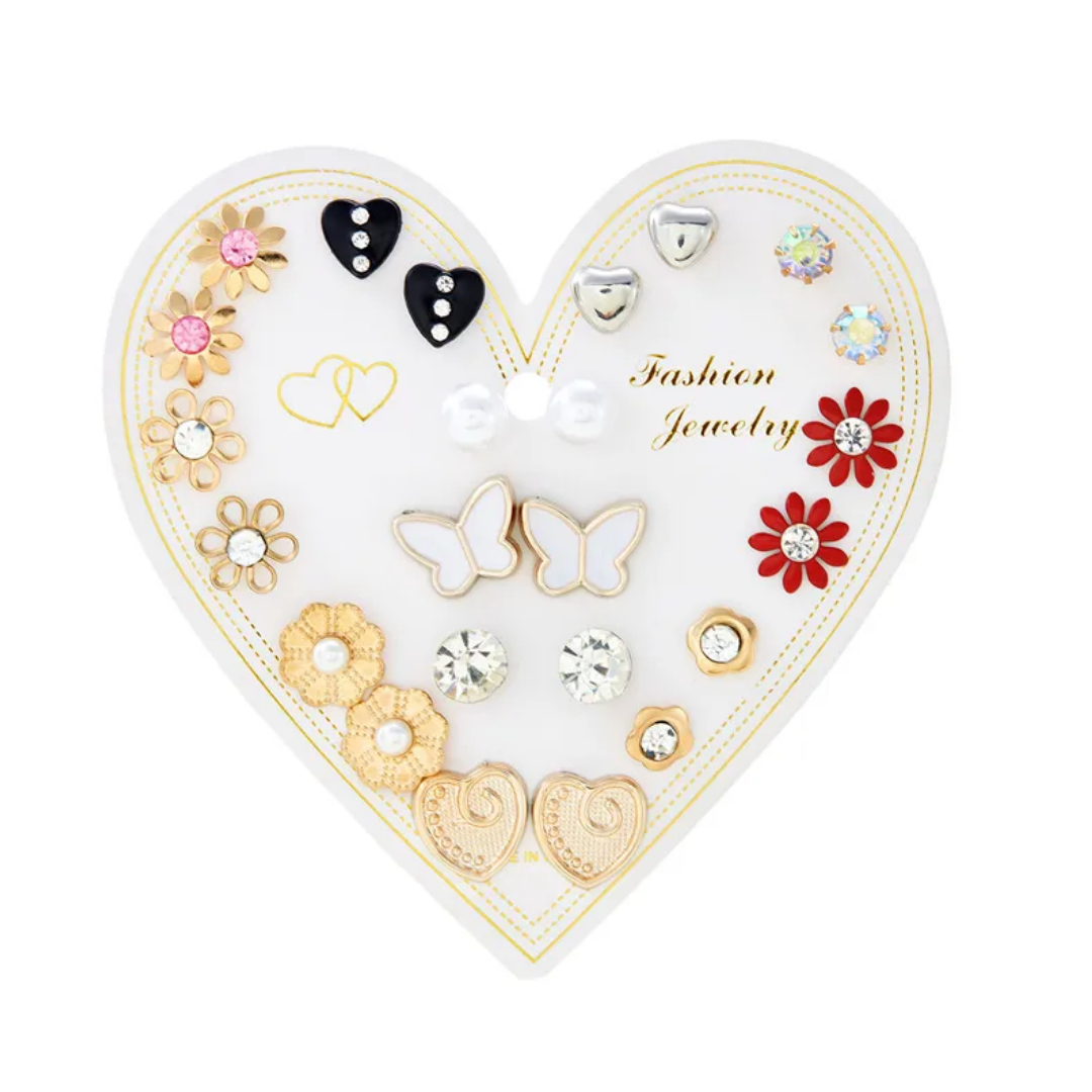 flavouredlove 12 pairs latest Contemporary Studs earrings for women - FLA1087