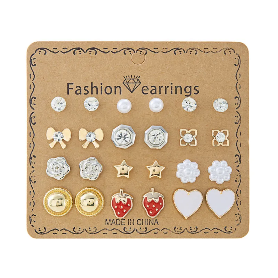 flavouredlove 12 pairs latest unique studs for grrls and womens - FLA1091