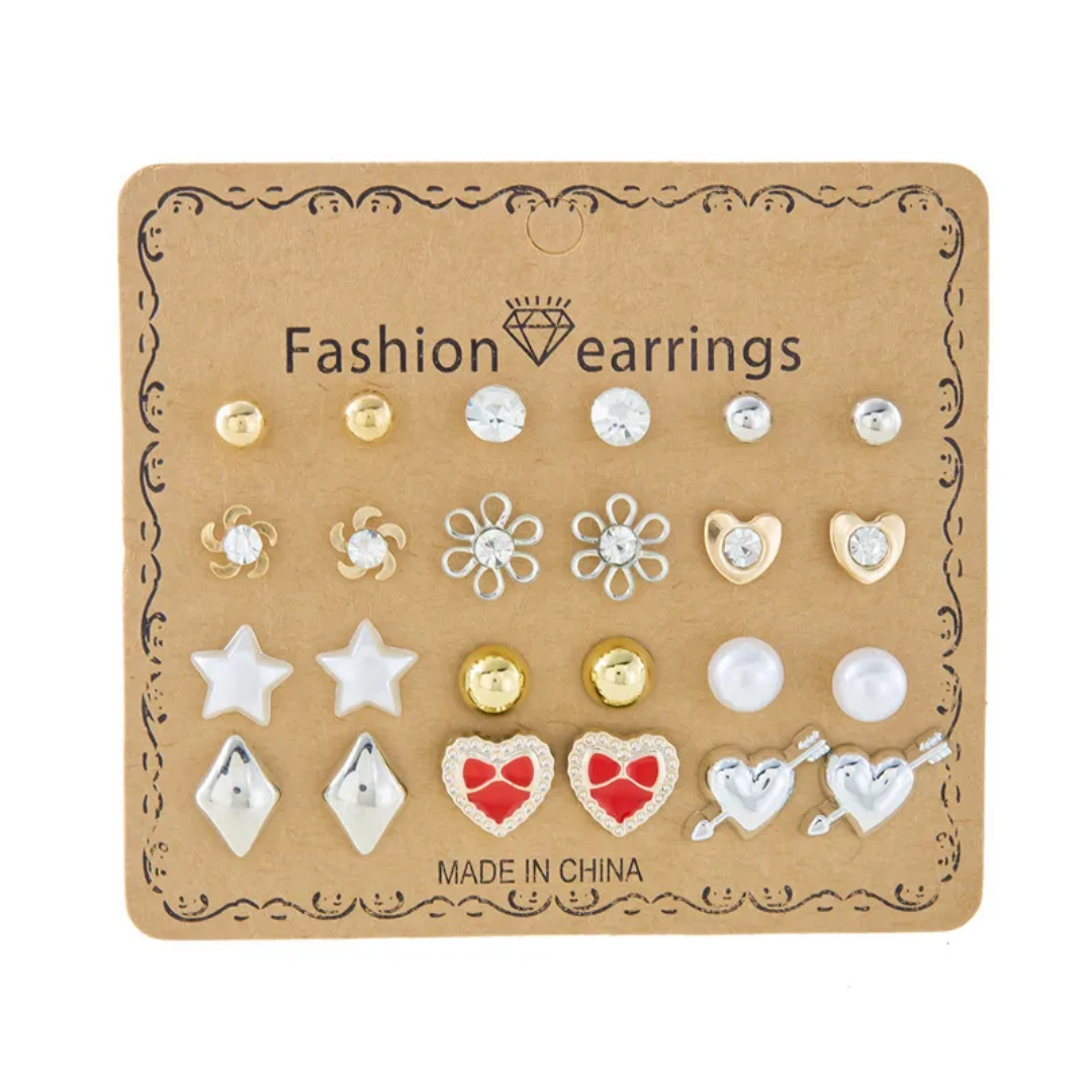 flavouredlove 12 pairs Stylish Celebrity Inspired Studs earrings for women - FLA1094