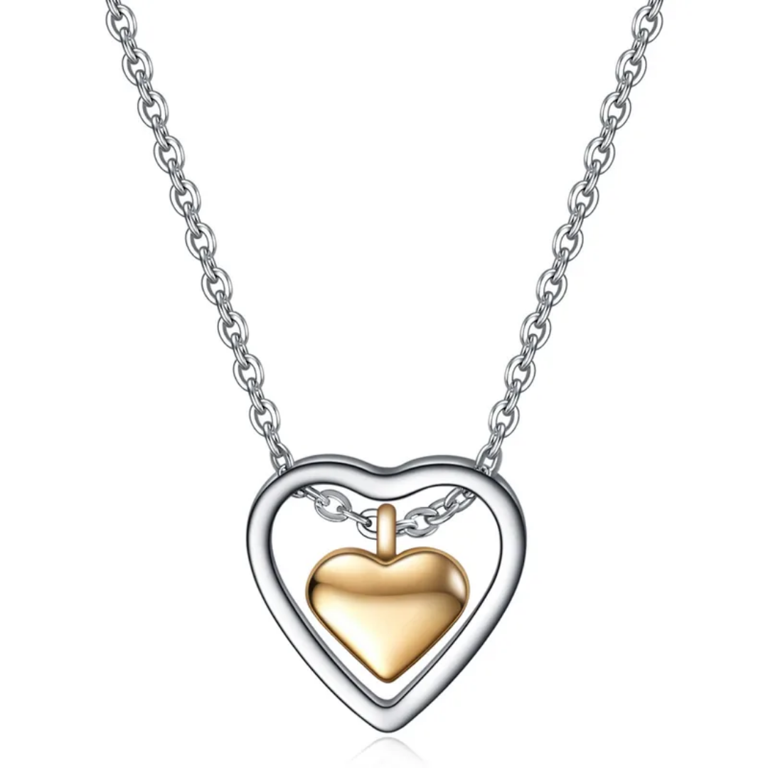 flavouredlove Fashion Heart Shape pendent in heart Titanium Steel Plating Pendant Necklace 1 Piece - FLA1099