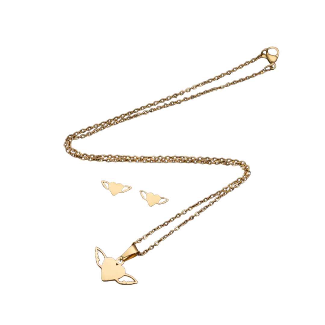 flavouredlove Jewelry Simple Style Heart Shape 201 Stainless Steel Plating Jewelry Set - FLA1104