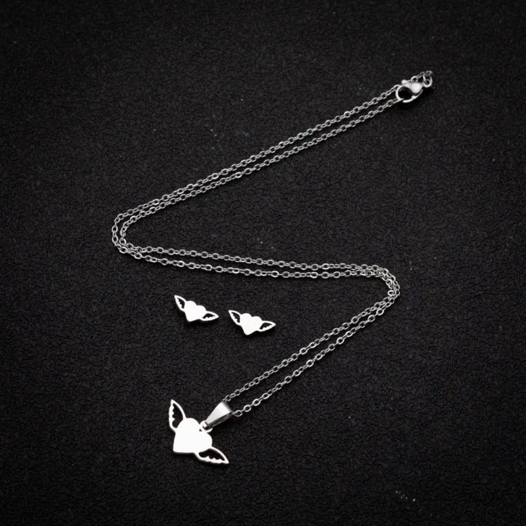 flavouredlove Jewelry Simple Style Heart Shape 201 Stainless Steel Plating Jewelry Set - FLA1105