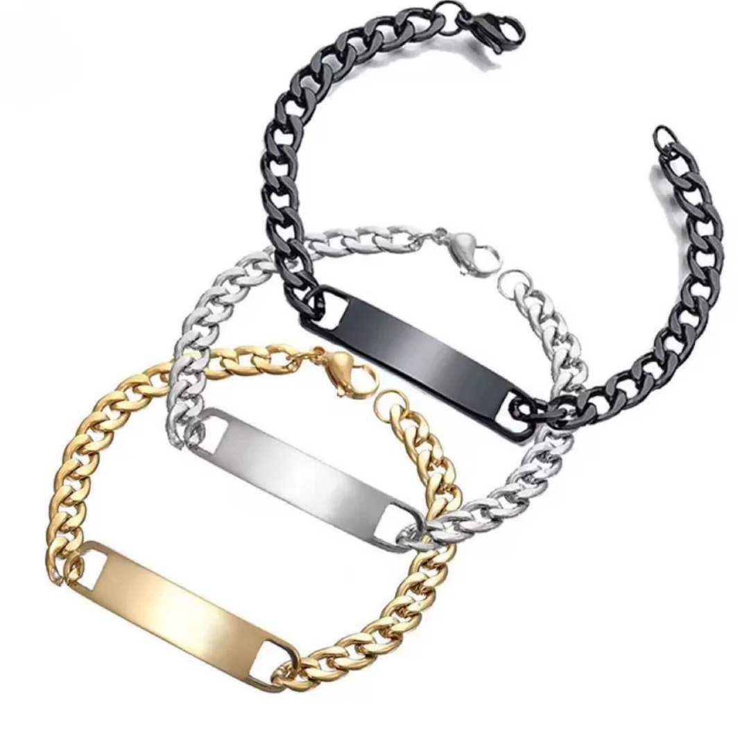 flavouredlove Customized / Personalized Stainless Steel Bracelet For Men And Women Hip Hop Cool Cuban Link Chain -Silver Color - FLA1011