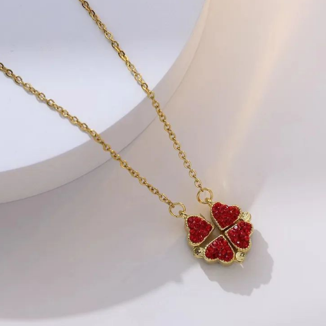 flavouredlove Multi Wearing Heart Necklace 4 Heart Magnetic Red Necklace Pendant - FLA1061