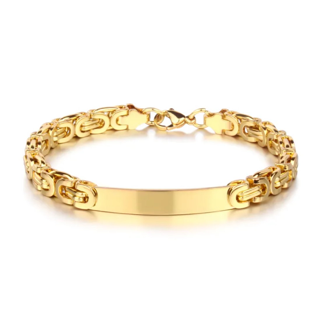 flavouredlove Customized / Personalized Original Design Geometric Stainless Steel Unisex Bracelets - Gold color - FLA1003