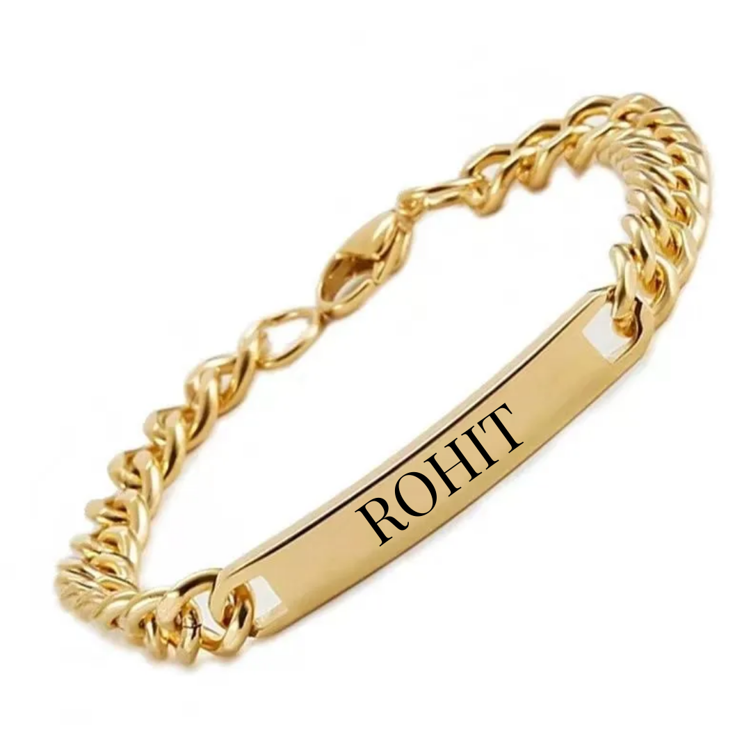 flavouredlove Customized / Personalized Stainless Steel Bracelet For Men And Women Hip Hop Cool Cuban Link Chain - Gold Color - FLA1012