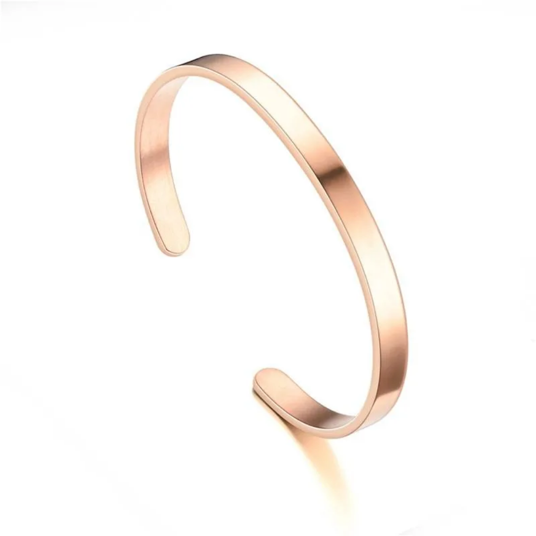 flavouredlove Customized / Personalized 6mm Stainless Steel C Bracelet Titanium Steel Opening Adjustable Bracelet - Rose Gold - FLA1049