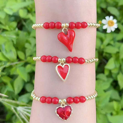 Wholesale Jewelry Casual Simple Style Heart Shape Copper 18K Gold Plated Polishing Enamel Bracelets