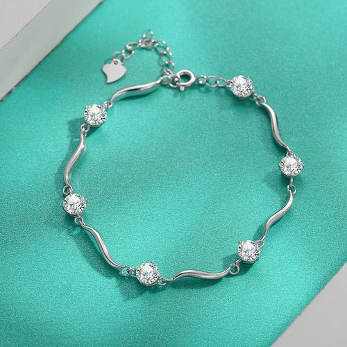 S925 Sterling Silver Bracelet With Moissanite And Zircon Stones Fashionable Personalized Simple Design Gift For Girlfriend