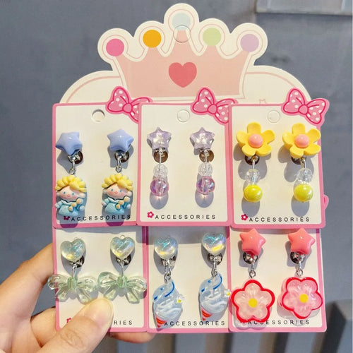 Candy For Girl's Braid Clip Earrings in Multicolor Plastic, Stylish Children's Ear Accessories