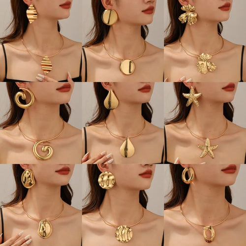 Women’s Jewelry Set Featuring Petal Pattern with Electroplated Iron Material and Cable Chain, Perfect for Spring