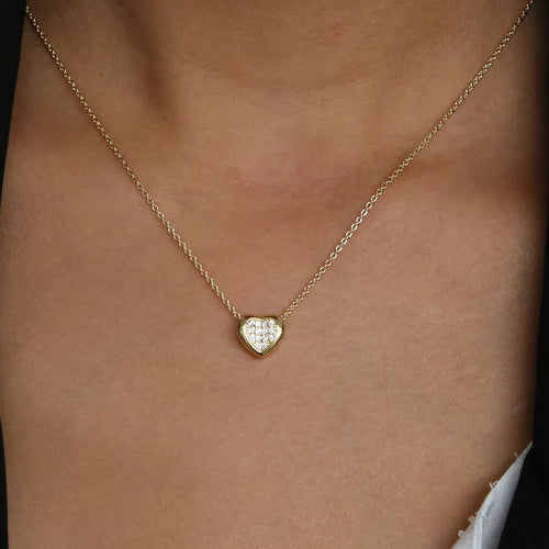 Brass Plating Heart Shape Pendant Necklace