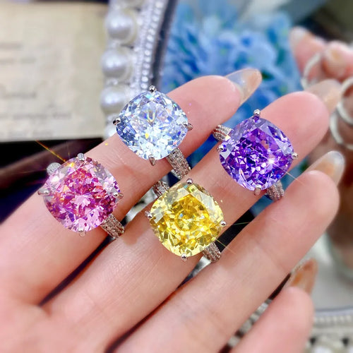 Luxurious Starry Sky Cut Ring For Women With Purple Lithium Fluorite Ice Flower Design High Carbon Diamond Imported Jewelry