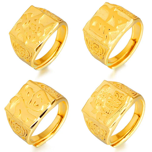 Cute Men's Open Ring in Brass with Electroplated Golden Plated Finish, Featuring Stylish Gold Color