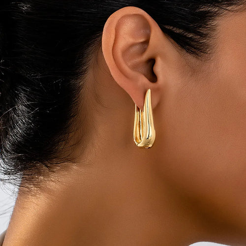 U-shaped Geometric Women's Earrings Quirky Design Stainless Steel Alloy Stud Earrings Simple