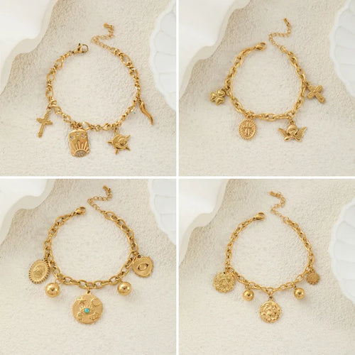 Personality Casual Elegant Cross Sun Heart Shape Titanium Steel cable chain Bracelets In Bulk
