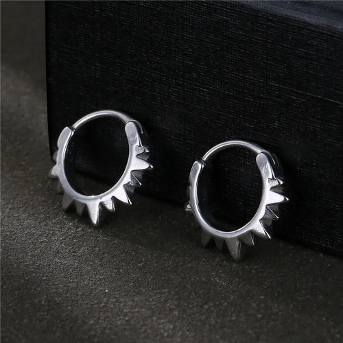 1 piece punk geometric titanium steel plating men's hoop earrings